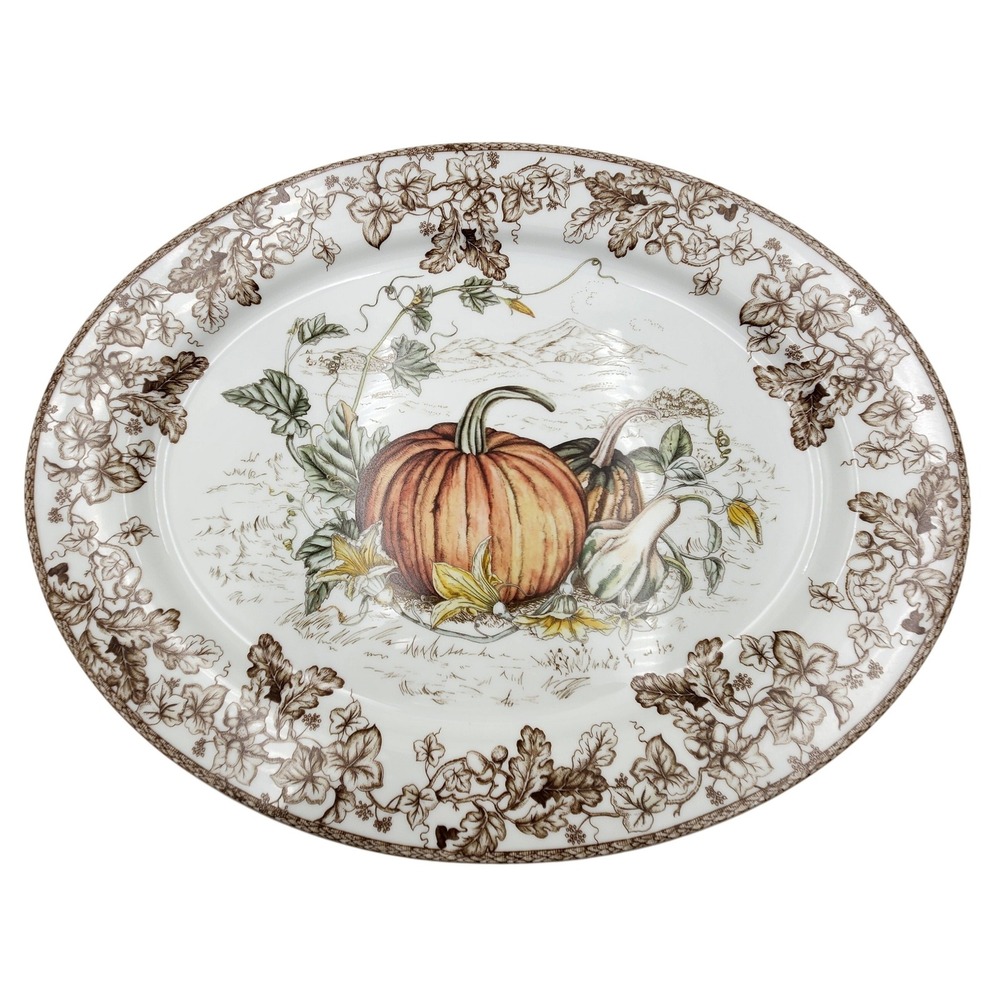 Williams Sonoma Plymouth Pumpkin Oval Serving Platter Thanksgiving Harvest 15in